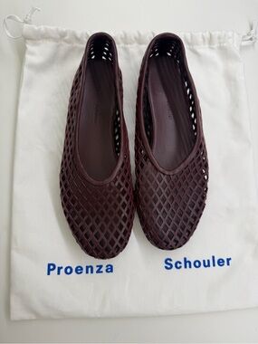 Proenza Schouler “Tee Perforated” Woven Leather Flats size 37